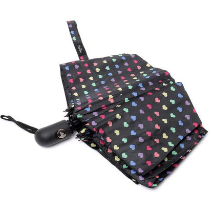 Nollia Compact Travel Umbrella with Auto Open – Windproof Folding Umbrella, Lightweight & Portable for Rain - color: Rainbow Heart