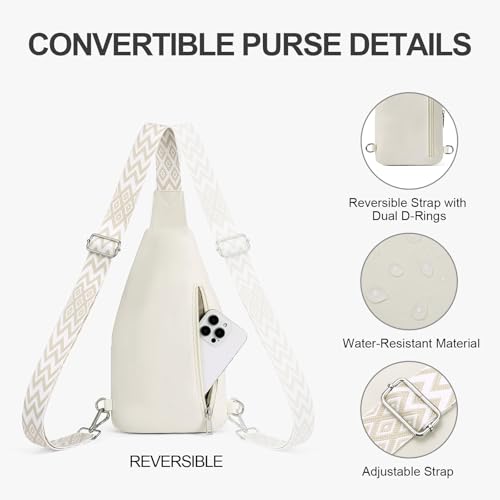 Puffer Sling Bag for Women RFID Anti Theft Crossbody Purse - color: Beige