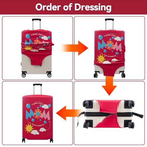 4 Pieces Luggage Covers For Suitcase Tsa Approved, 20" 24" 28" 32'' Elastic Suitcase Cover Protector, Anti-Scratch Travel Suitcase Cover Fits 19-32 Inch Luggage (Four-person Family, S/M/L/XL) - color: Four-person Family-20/24/28/32 inches