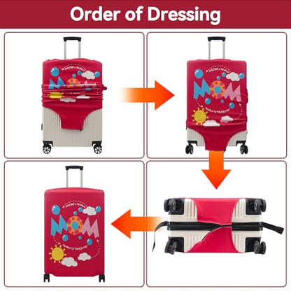 4 Pieces Luggage Covers For Suitcase Tsa Approved, 20" 24" 28" 32'' Elastic Suitcase Cover Protector, Anti-Scratch Travel Suitcase Cover Fits 19-32 Inch Luggage (Four-person Family, S/M/L/XL) - color: Four-person Family-20/24/28/32 inches