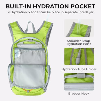 14L Small Hiking Backpack, Packable Travel Daypack for Men Women - color: Green