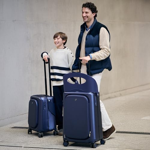 MiaMily Carry On Plus Ride-On Luggage with Built In Seat for Kids & Adults - color: Navy Blue