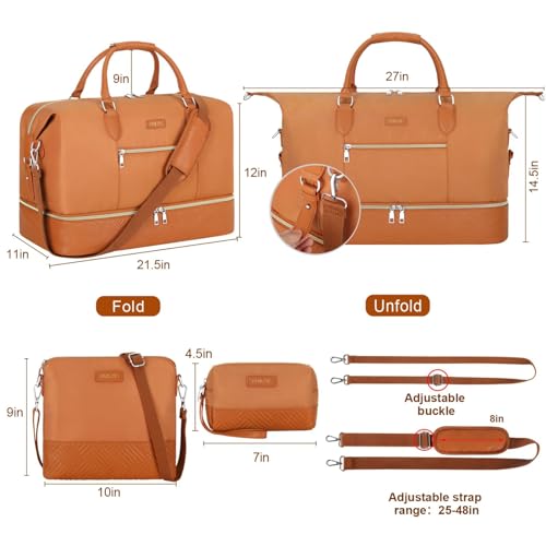 ITIEZY Weekender Bag for Women 21.5" Travel Duffel Large Carry On Bag 3PCS - color: 7-Brown, size: Large