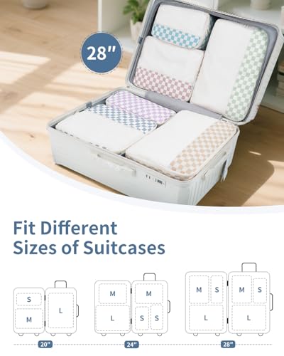 Narwey Packing Cubes for Travel, Luggage Organizer Bags for Women Kids - color: Combined Checkered