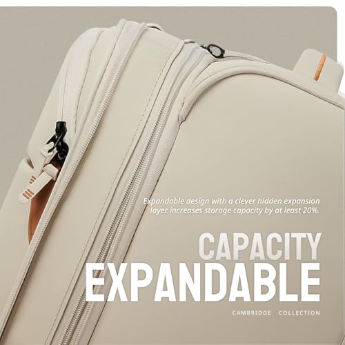 Verage Cambridge Lightweight Luggage Softside Expandable Spinner Wheel Suitcase (Light Khaki, Carry-On 20-Inch) - color: Light Khaki, size: 20-Inch