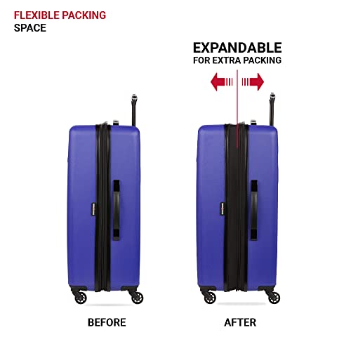 SwissGear 8018 Expandable Luggage, Hard Shell Large Luggage with Spinner Wheels - color: Blue Violet, size: Checked-Large 27-Inch