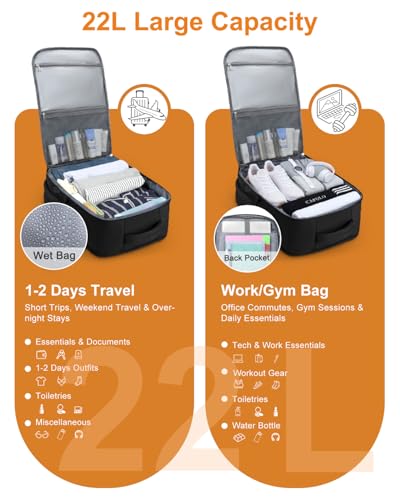 Capolo Travel Laptop Backpack Women Men Personal Item Weekender Travel Bag - color: Black, size: Small