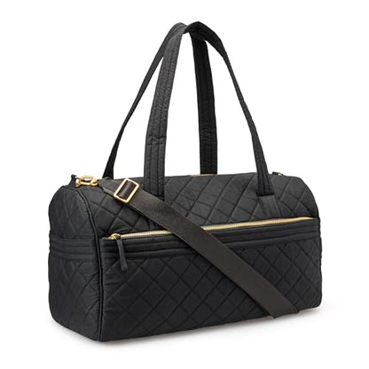 Amazon Essentials Women's Quilted Weekender Duffel Gym Bag with Trolley Sleeve, Black, One Size - color: Black