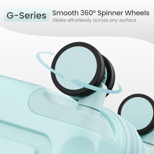 SHOWKOO G-Series Luggage set 3pcs, 100% PC Durable Hardshell Suitcase - color: Mint Green, size: 3-Piece Set (20/24/28in)