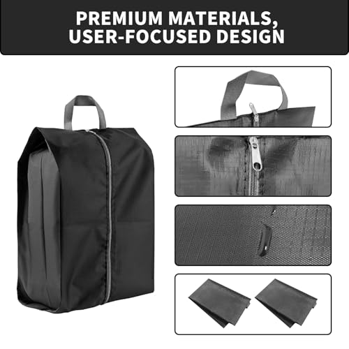 2 Pack Shoe Bags, Reusable Waterproof Shoe Bag for Travel, Gym, Sneaker Storage, Packing in Suitcase (2, Black) - color: Black