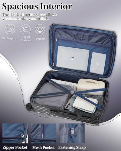 Luggage Sets 2 Piece Expandable Suitcases Set, 20/24Inch - color: GlossyBlack, size: 2-piece(20"/24")