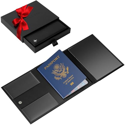 Pilot document holder, Pilot wallet, RFID-Blocking, Travel Wallet, Stylish Travel Companion for Aviation Professionals, Classic (Faux Leather_V1, Black)