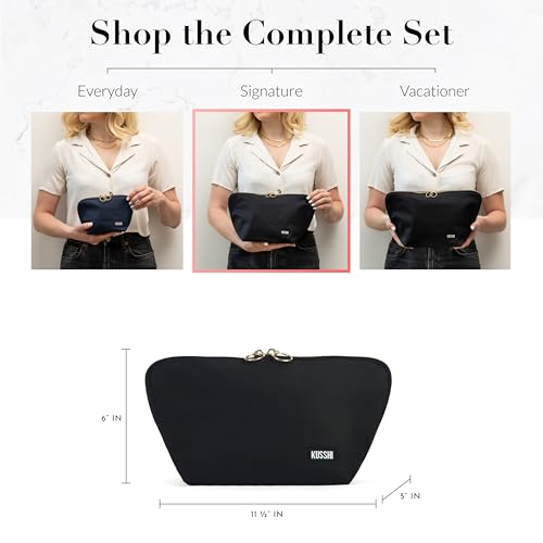 KUSSHI Washable Travel Makeup & Cosmetic Bag - Brush Organizer Sold Separately (Signature, Satin Black/Red) - color: Satin Black/Red, size: Signature (Medium) Bag