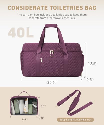 Weekender Bags for Women, Wide Open Large Travel Duffle Bag with Shoe Compartment, Overnight Carry on Bag Personal Item Travel Bag with Wet Pocket (Dark Purple) - color: 3-Dark Purple, size: Large