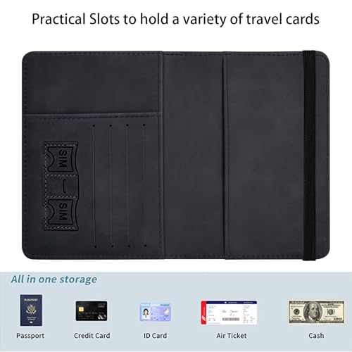 Passport Holder Wallet Cover Case,RFID Blocking Passport Cover,Large Capacity Travel Wallet with Multi Card Slots (Cute Penguin Illustration) - color: Cute Penguin Illustration