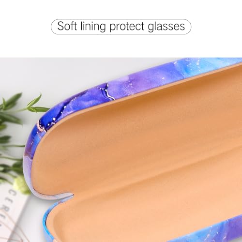 PERFECTSIGHT Hard Shell Eyeglasses Case, Kawaii Protective Glasses Case for Kids, Cute Eyeglass Case for Women Men Girls - color: Purple Marble