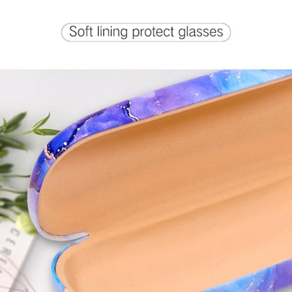 PERFECTSIGHT Hard Shell Eyeglasses Case, Kawaii Protective Glasses Case for Kids, Cute Eyeglass Case for Women Men Girls - color: Purple Marble