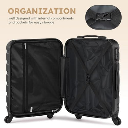 Suitour 4 Piece Luggage Sets, Hard Shell Suitcase Set with Spinner Wheels 16 20 24 28inch Travel Sets(Black) - color: Black