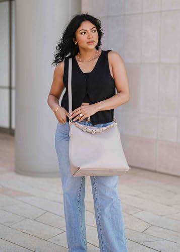 Modern+Chic Sawyer Convertible Slouchy Tote or Crossbody Shoulder Bag, Slouchy Purses for Women, Removeable Adjustable Strap - color: Dove Grey