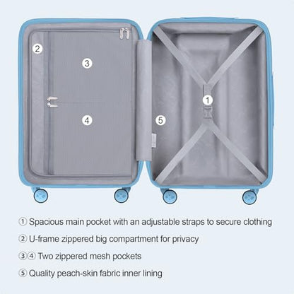 MGB 24 Inch Checked Hard Shell Suitcase, Scratch Resistant with TSA Lock - color: Blue, size: 24 Inch - Checked