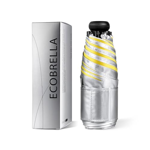 Mini Travel Umbrella - UPF 50+ Sun Protection Compact Manual Open Folding | Telescopic Hidden handle, UPF 50+ UV Protection, 6.7inch 0.47lb Lightweight Small Sun Umbrella, Silver Parasol - color: 07.Yellow