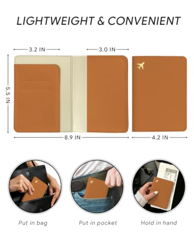 Passport Holder for Travel - RFID Blocking for Women & Men - color: Dark Brown