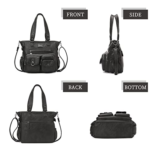 KL928 Large Purses for Women Shoulder Bag Tote Handbags Stylish Vegan Leather Hobo Bags Ladies, A-Black-4 - color: 01-charcoal Gray