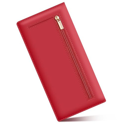 Tipmile Slim Wallet for Women, RFID Blocking Credit Card Holder - color: Red