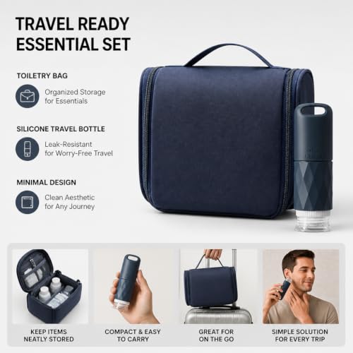 Toiletry Bag With Travel Bottles - Hanging Toiletry Bag - Silicone Bottle