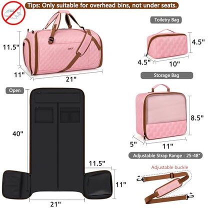 Convertible Garment Bag for Travel, 4-in-1 Backpack for Women Men, 3pcs 50L - color: B-Pink