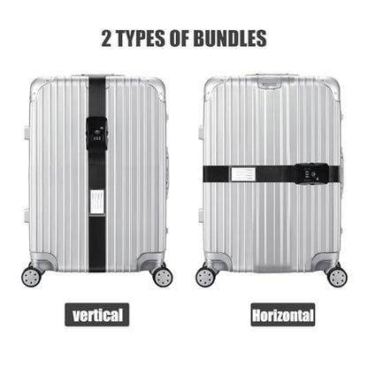 Veki Travel Luggage Straps for Suitcases, TSA Approved with Lock, Black - color: Black