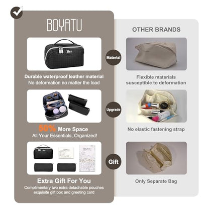 BOYATU Travel Makeup Bag Cosmetic Bags for Women: 3 Pcs Set Make up Bag - color: L15 Black