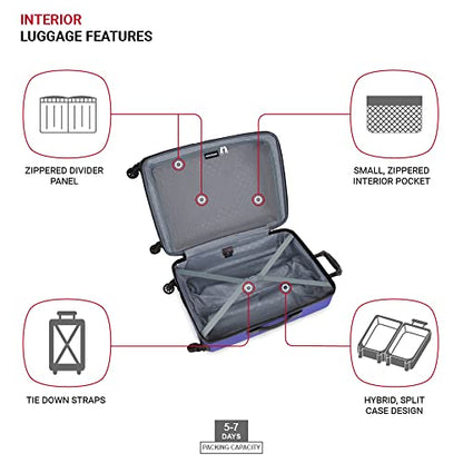 SwissGear 8018 Expandable Luggage, Hard Shell Medium Luggage with Spinner Wheels - color: Blue Violet, size: Checked-Medium 24-Inch