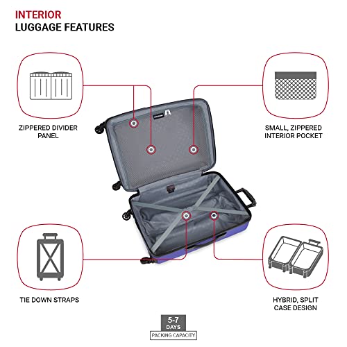 SwissGear 8018 Expandable Luggage, Hard Shell Medium Luggage with Spinner Wheels - color: Blue Violet, size: Checked-Medium 24-Inch