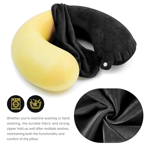 2 Packs Travel Neck Pillow Cover, Reusable U Shaped Washable Cover (black) - color: Black
