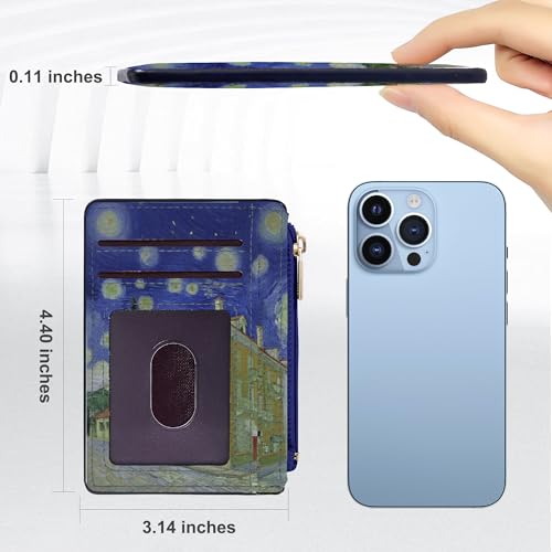 Tipmile Womens Credit Card Holder Wallet, Small Slim RFID Blocking Sleeve - color: Oil Painting