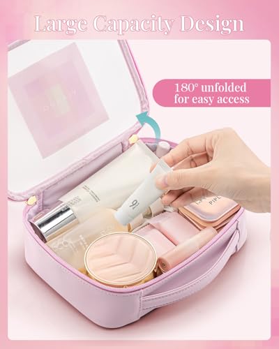 VLANDO Clear Travel Makeup Bag,Toiletry Bag for Women Girl,Pink - color: Large-Clear pink