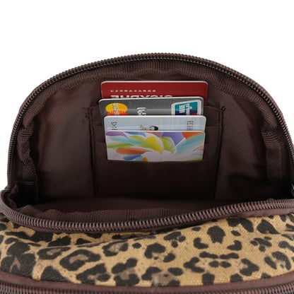 SILKAREA Canvas Sling Bag for Wome Crossbody Purse Small Sling Backpack Purse Travel Hiking Chest Bag Daypack - color: Brown Leopard
