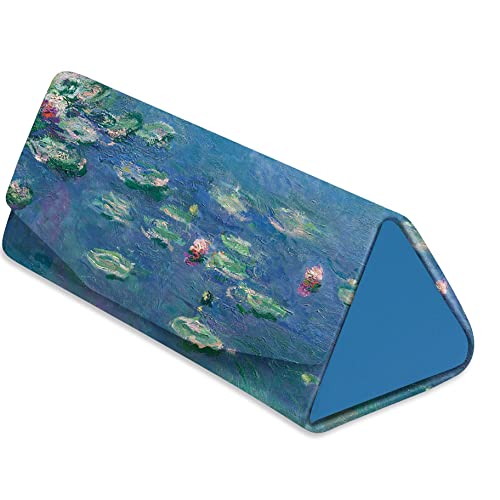 RainCaper Folding Travel Sunglasses & Reading Eyeglasses Case - Vegan Leather, Compact, Magnetic Closure, Slim Trifold Design - color: Monet Water Lilies