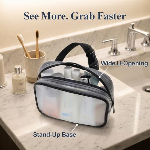 PACKISM TPU Clear Makeup Bag - Frosted TSA Approved Toiletry Bag, 1 Pack - color: Black Trim, size: 1 Pack