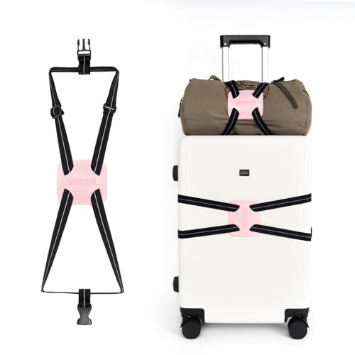 Luggage Straps for Suitcases, Luggage Bungee Straps for Attaching Bags, Travel Essentials for Suitcases Add a Bag (Black/Pink 1pcs) - color: Black/Pink 1pcs
