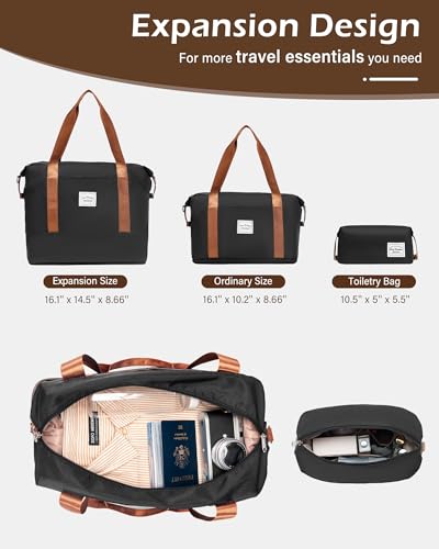 LONG VACATION Luggage Sets, 3 Piece, 20 Inch Carry On Hardshell Suitcase - color: BLACK-BROWN, size: 3-Piece Set (20-Inch)