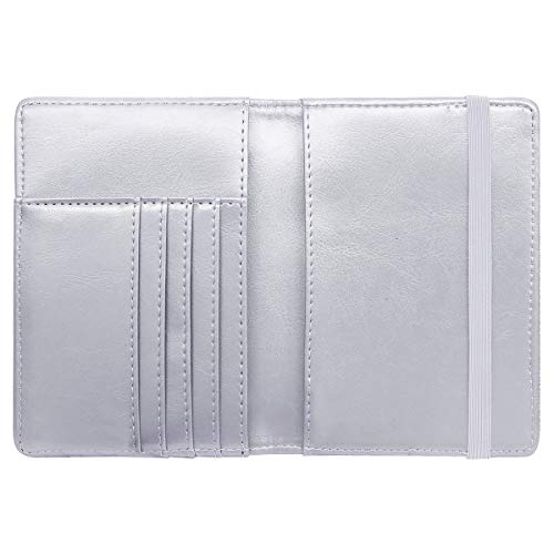 Coco Rossi Passport Holder for Travel Women Slim RFID Passport Cover Wallet - color: Glitter Silver