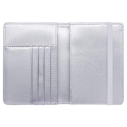 Coco Rossi Passport Holder for Travel Women Slim RFID Passport Cover Wallet - color: Glitter Silver