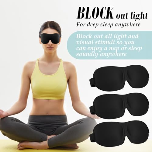 8 Pcs Sleep Mask 3D Eye Masks for Sleeping, Large, Black - color: Black, size: Large