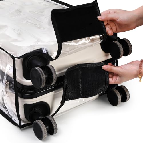 WRINGKIT 3 Pieces Clear Luggage Cover, Fits 20" 24" 28", Waterproof PVC