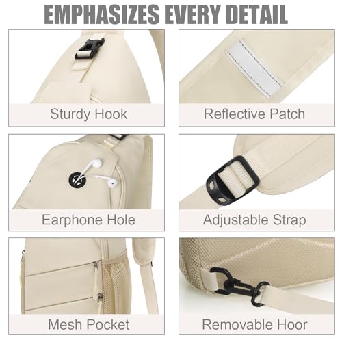 Pritent Crossbody Bags for Women Men Trendy Sling Bag Backpack Casual Chest Bag with Convertible Shoulder Strap - color: Beige, size: Large
