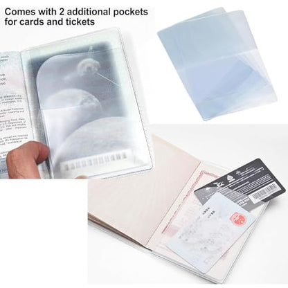 3-Pack Passport Holder + 2 PVC Covers, RFID, PU Leather(Black) - color: Black