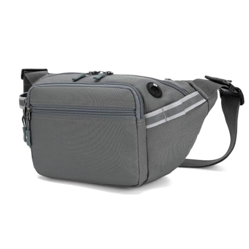 RFID Blocking Fanny Pack for Men Women, 5-Pocket Crossbody Hip Waist Bag - color: Grey