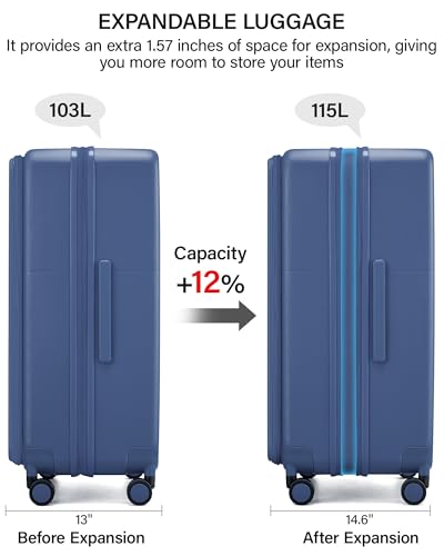 Hanke 28 Inch Expandable Checked Luggage, Large Trunk Luggage - color: Interstellar Blue, size: Expandable 28 Inch